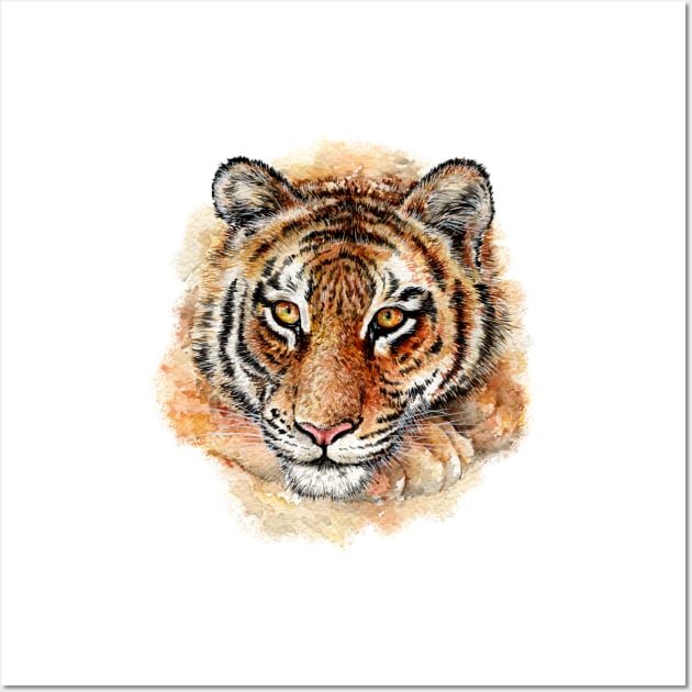 Panthera tigris -Tiger watercolor illustration Wall Art by Dzydaria